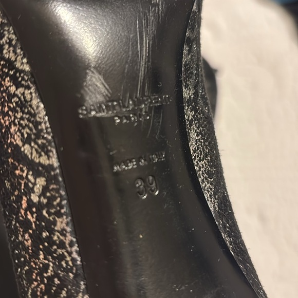 Saint Laurent Women's Black Suede metallic snakeskin Pumps silver size 39 YSL - Picture 6 of 12